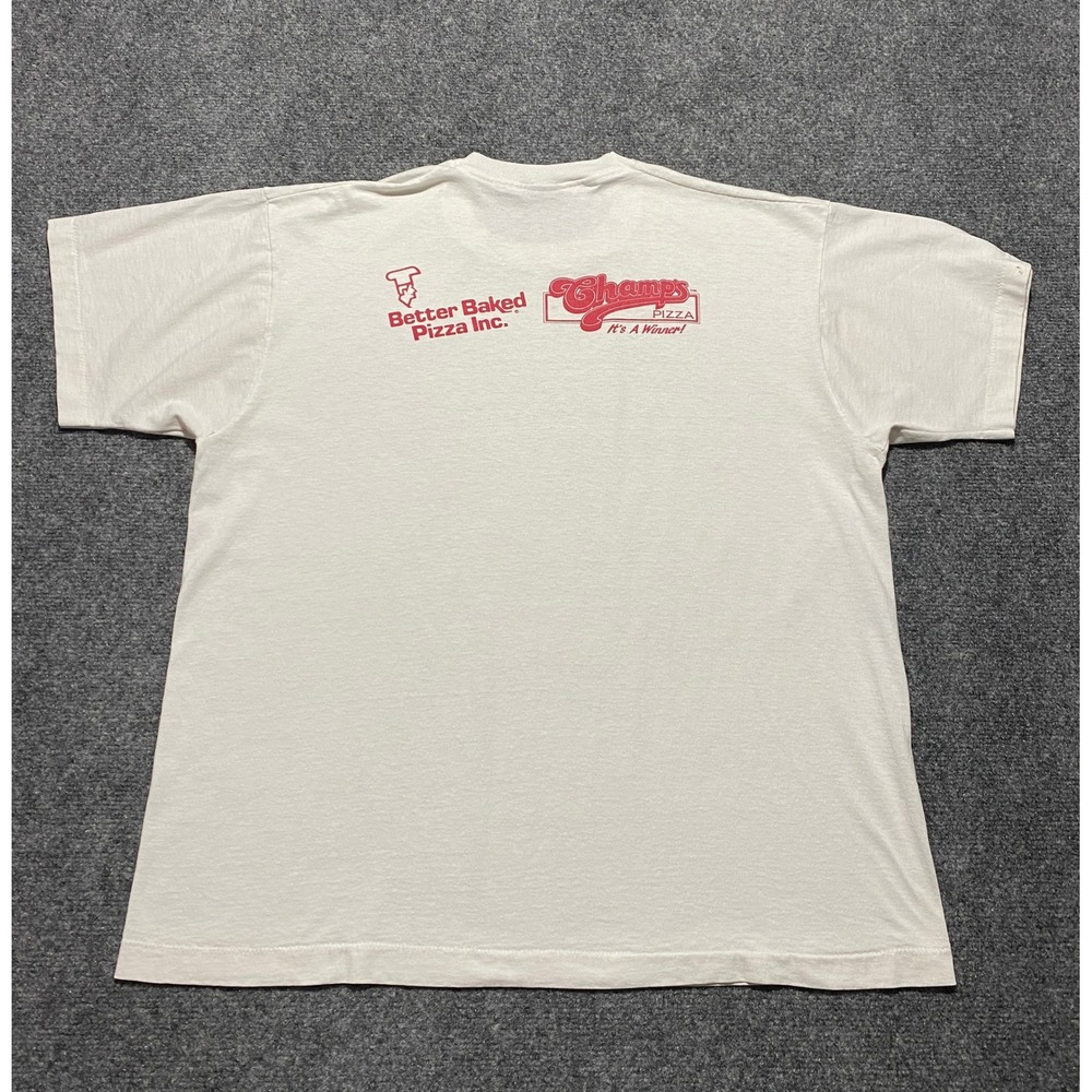 Vintage 90s ISFSA School Food Service Champs Pizza T-Shirt XL Single Stitch